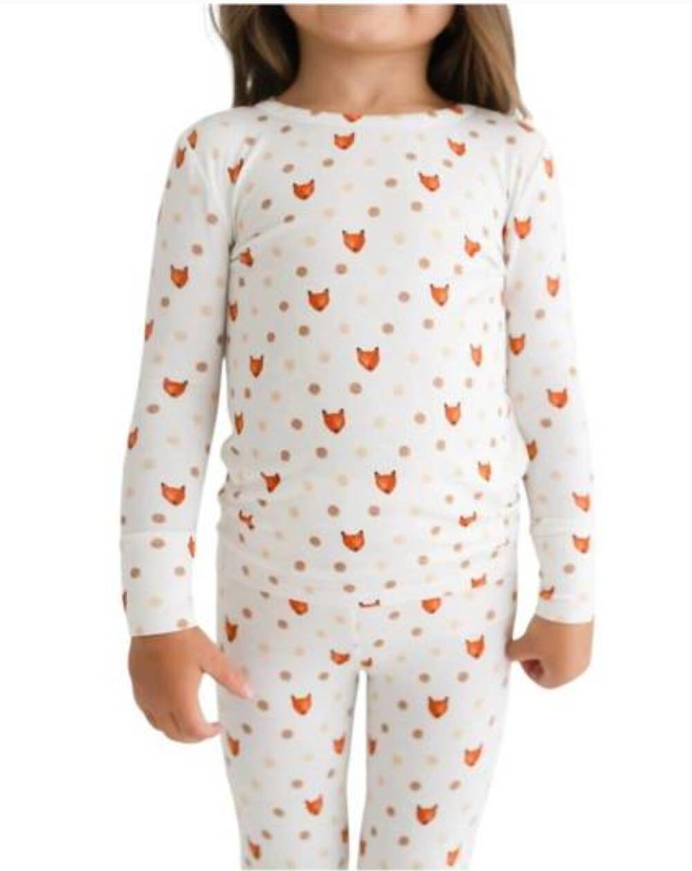 POSH PEANUT kid's long sleeve pajama set in lionel fox print sz. 5-6T